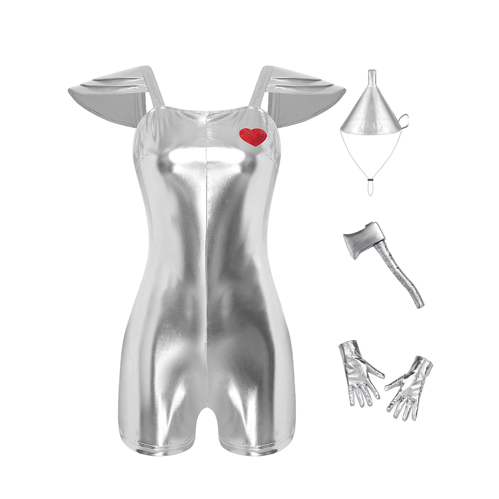 Women Shiny Metallic Jumpsuit  - Cosplay Prop Axe review and price